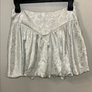 Women's Ivory Floral Bubble Hem Mini Skirt